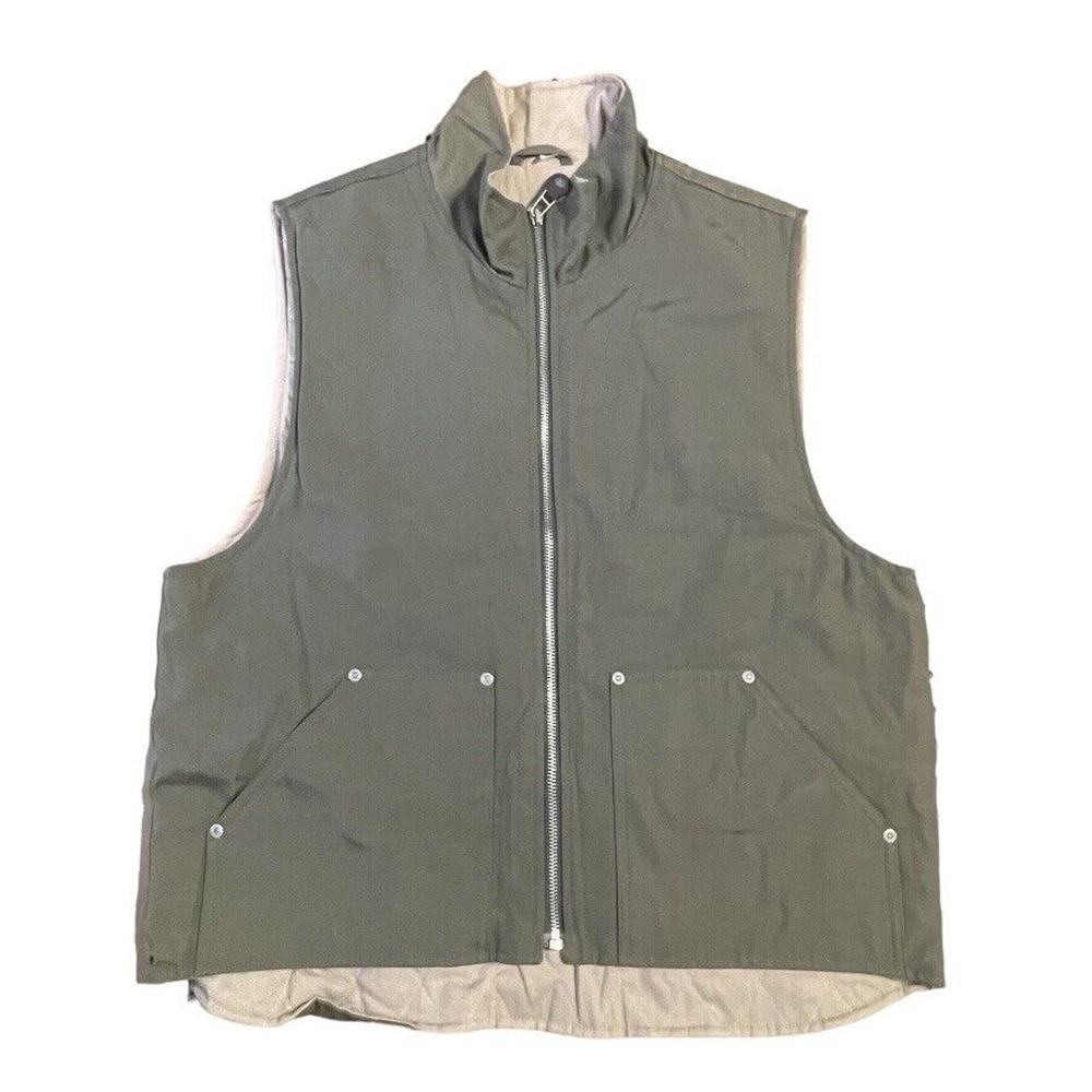 Stetson American Tradition Full Zip Vest Work Military Green Large Men EUC
